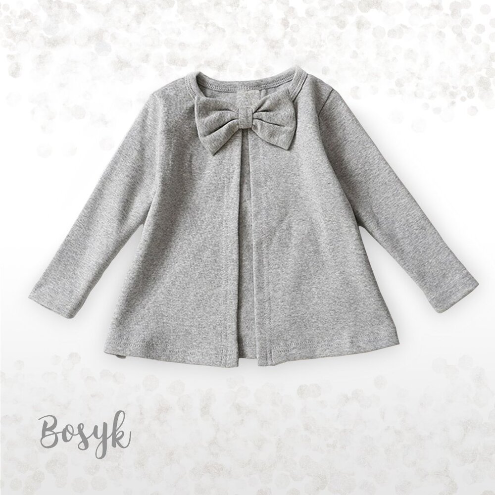 NEW - Baby Gray Coat Knitted Round Neck - Toddler Dress Coat